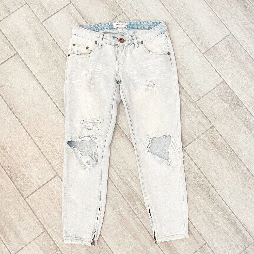 One Teaspoon Distressed White Jeans
